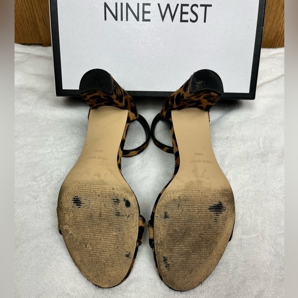 Nine West Pruce Open Toe 2.5” Block Heel Ankle-Strap Sandal Leopard Print 6.5 - Picture 6 of 11